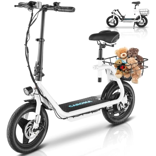 Caroma Peak 500W/800W/1200W Electric Scooter with Seat 14" Tire, 30 Miles Range 20MPH Max Speed, Foldable Electric Scooter for Adults 300 LBS Max Load