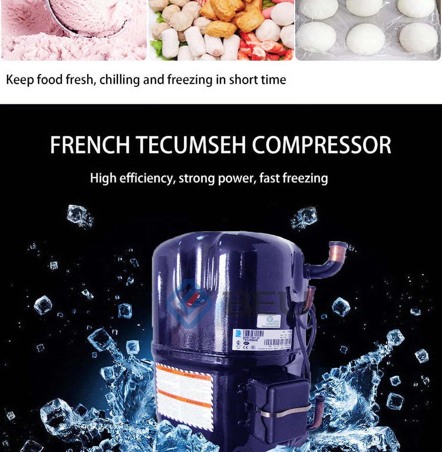 Kolice Commercial 3 Trays Blast Chiller & Freezer, Chest Freezer, Blast Freezer, Dumpling Freezer, Batch Freezer for Hard ice Cream, Chicken, Fish
