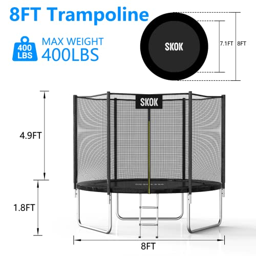 SKOK Trampoline 8FT 10FT 12FT 14FT 15FT Trampolines with Enclosure Net