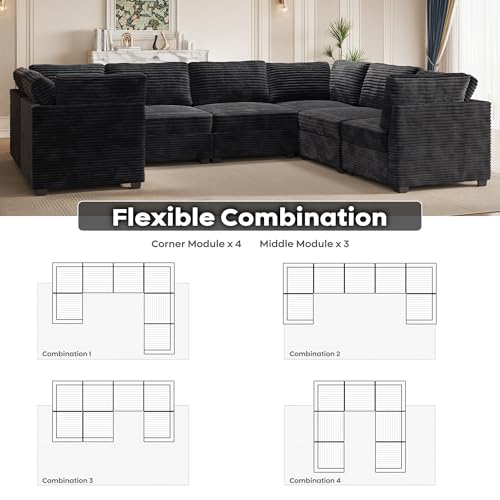 ovios 130.7" Modular Sectional Sofa Couch, U-Shaped Cloud Couches with 2 Ottomans Chaise