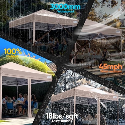 Quictent 6.6'x6.6' Pop up Screened Canopy Tent with Mosquito Netting, Portable Easy up Outdoor Screen House Shelter Fully Sealed for Patio