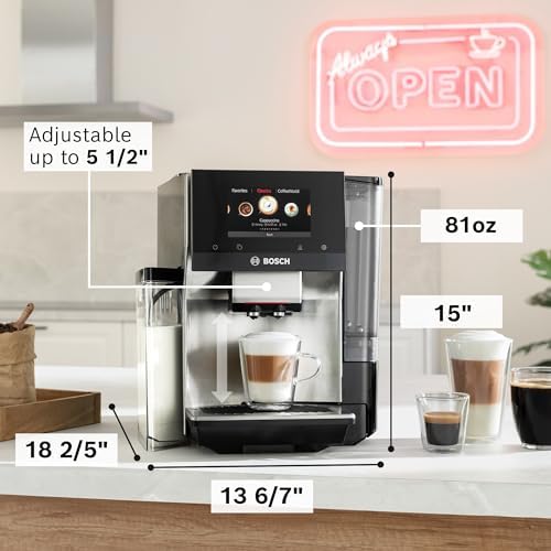 Bosch 800 Series Fully Automatic Espresso Machine – 36 Drinks with Coffee World, Cold Brew, Double Cup, Integrated Milk Container, Smart Features