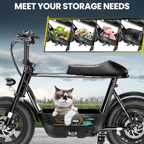 Caroma Peak 500W/800W/1200W Electric Scooter with Seat, 16 * 3" Fat Tire Ebike for All-Terrain, Max 15/25/30 Miles Ranges&20MPH