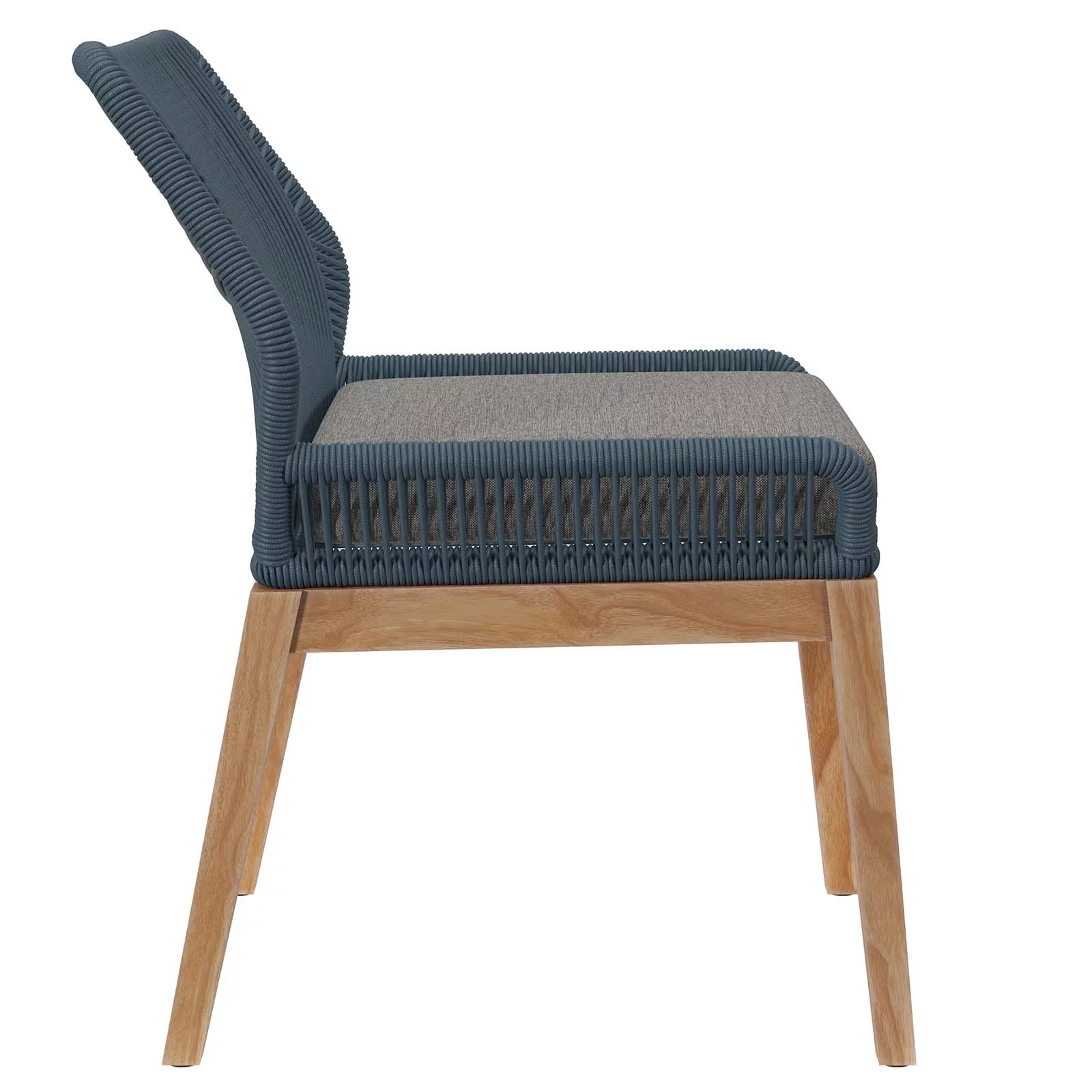 Modway Wellspring Outdoor Patio Teak Wood Dining Chair in Blue Graphite