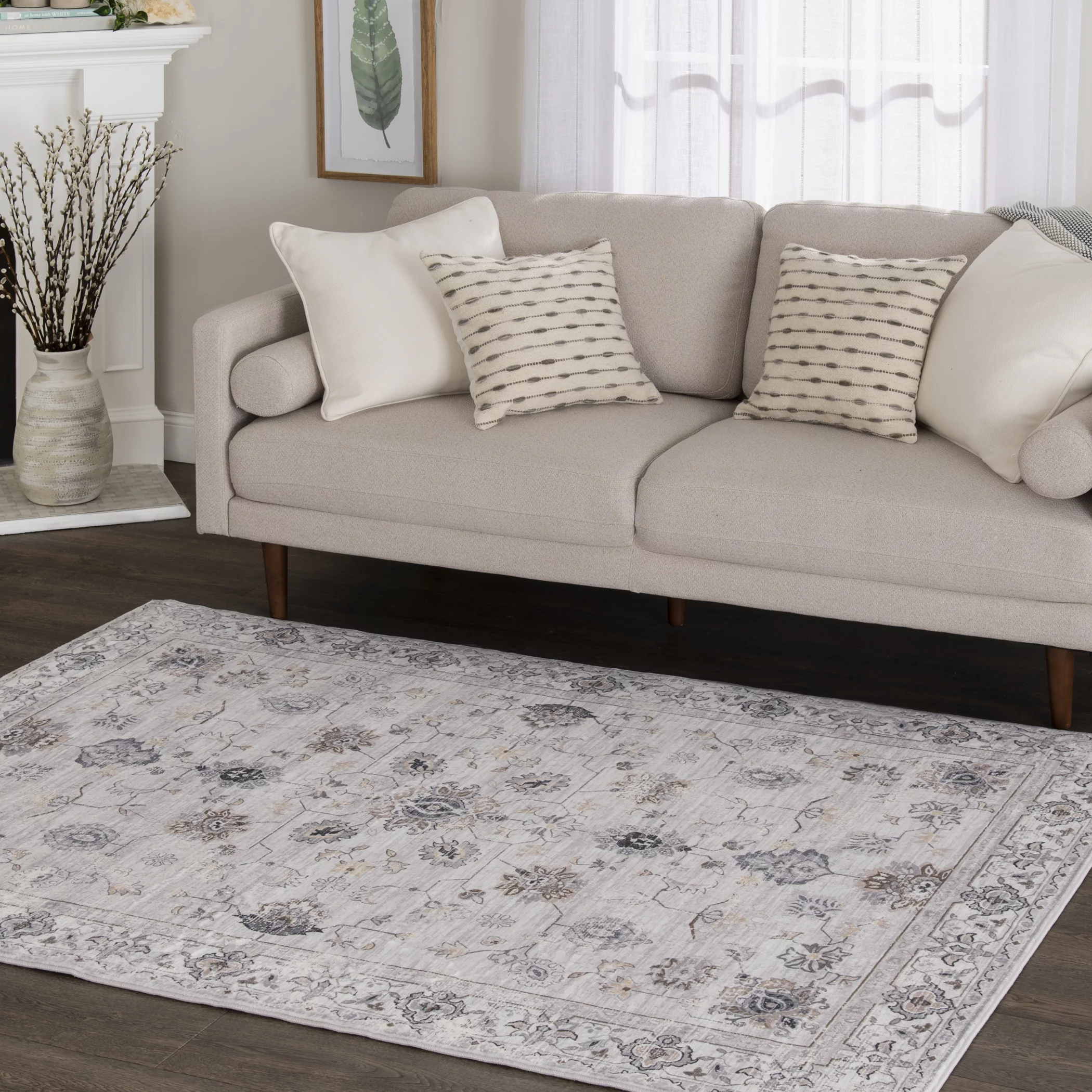 Better Homes & Gardens Persian Blooms Ivory Faux Fur Indoor Area Rug,  8'x10'