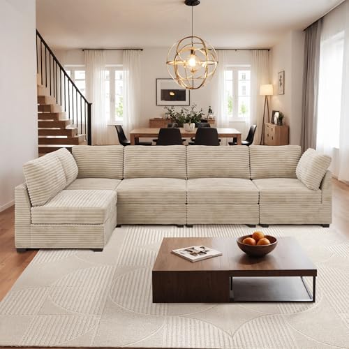 ovios 130.7" Modular Sectional Sofa Couch, U-Shaped Cloud Couches with 2 Ottomans Chaise