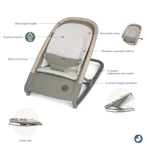 Maxi-Cosi Kori 2-in-1 Baby Bouncer Seat for Infants, Baby Rocker Chair, Portable Baby Bouncer, Classic Green