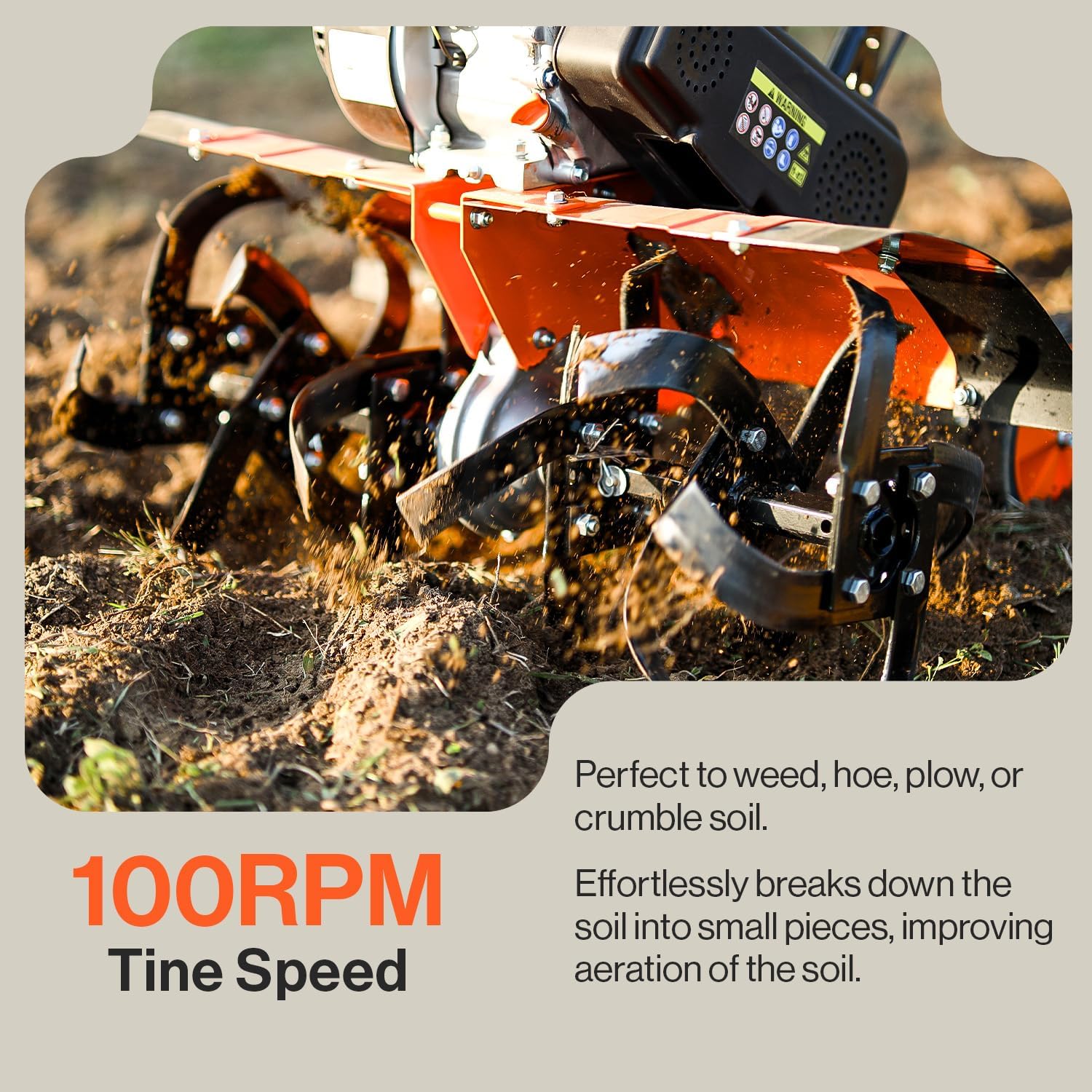 SuperHandy RotoTiller Cultivator 27” Inch Tilling Width 7HP 209cc 4 Stroke Gas Motor 6 Premium Steel Adjustable Forward Rotating Tines for Garden &