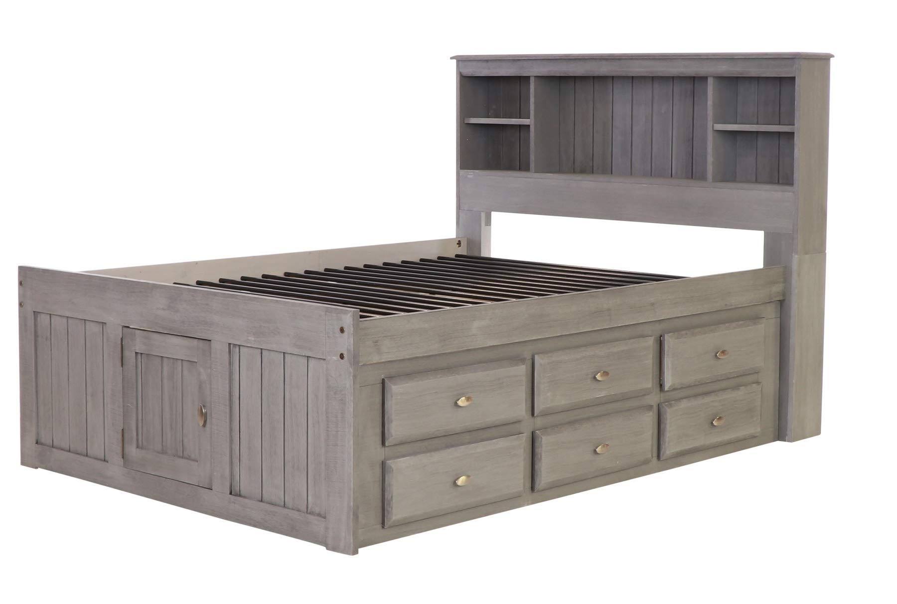 Discovery World Furniture Charcoal Full Bookcase Bed with 12 Drawers