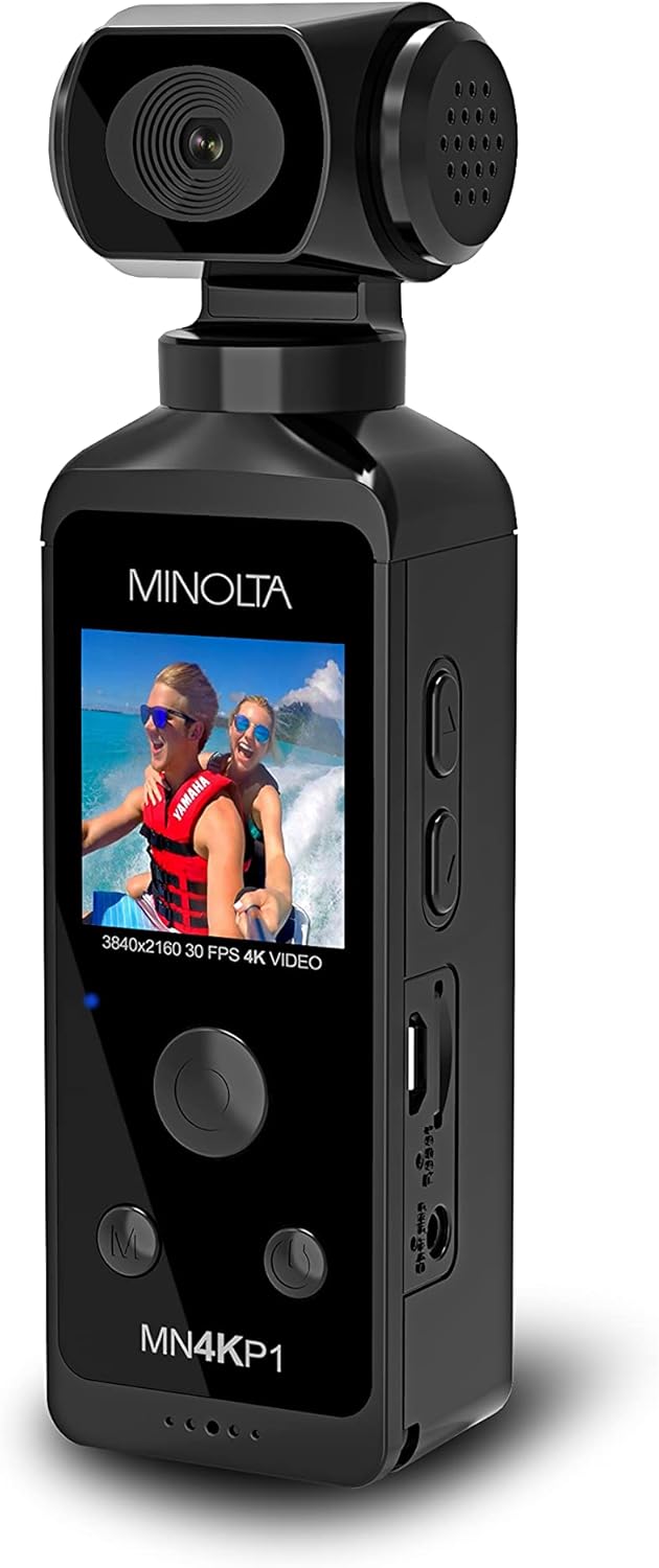 Minolta MN4KP1 4K Ultra HD Wi-Fi Enabled Pocket Camcorder Pack of 2