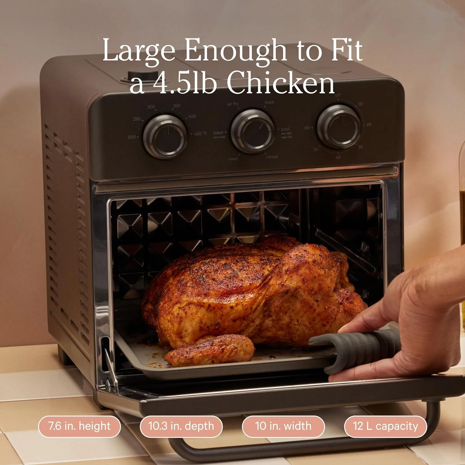 | 6-in-1 Air Fryer & Toaster Oven with Steam Infusion | Compact, Countertop Friendly, Fast Preheat, Multifunctional | Air Fry, Toast, Roast, Bake