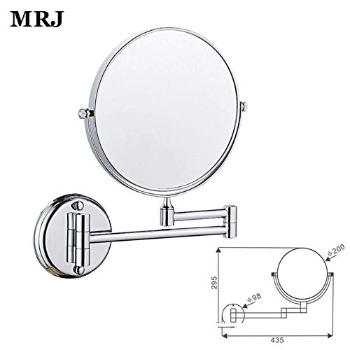 Bathroom Mirror Wall Mounted Makeup Mirror 8-inch Two-Sided Swivel Wall Mounted Mirror Extending Folding Bathroom Shaving Cosmetic Make Up Mirror