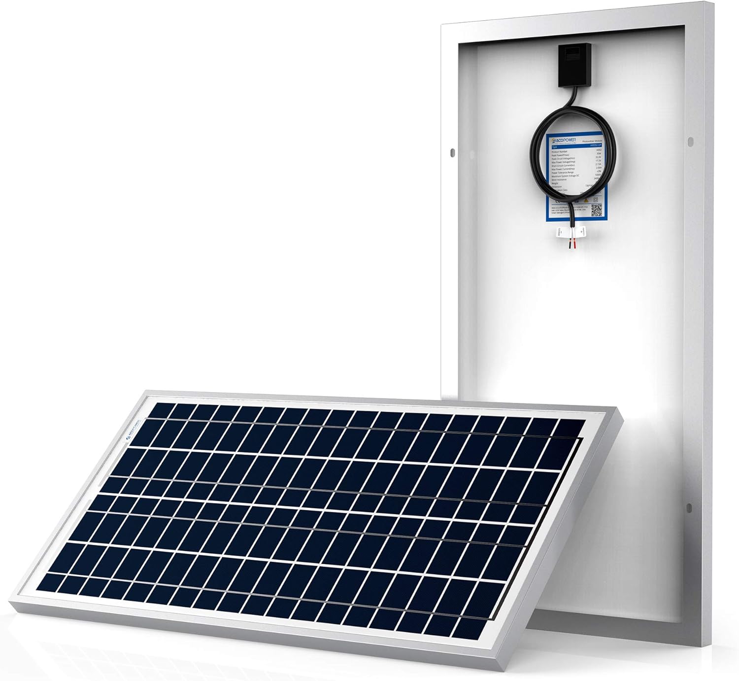 ACOPOWER 25W Poly Solar Panel, 25 Watt 12 Volt Small Solar Panel Single High Efficiency Polycrystalline Module for Battery Charger, Lighting, Boat
