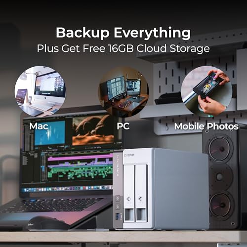 QNAP TS-216G-US - The Most Affordable 2-Bay 2.5GbE Desktop NAS, Equipped with ARM Cortex-A55 Quad-Core CPU, Built-in NPU and 4GB DDR4 RAM (Diskless)