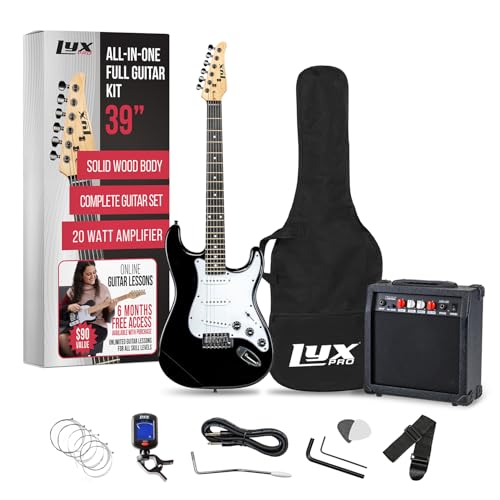 LyxPro Electric Guitar 39" inch Complete Beginner Starter kit Full Size with 20w Amp, Package Includes All Accessories, Digital Tuner, Strings, Picks