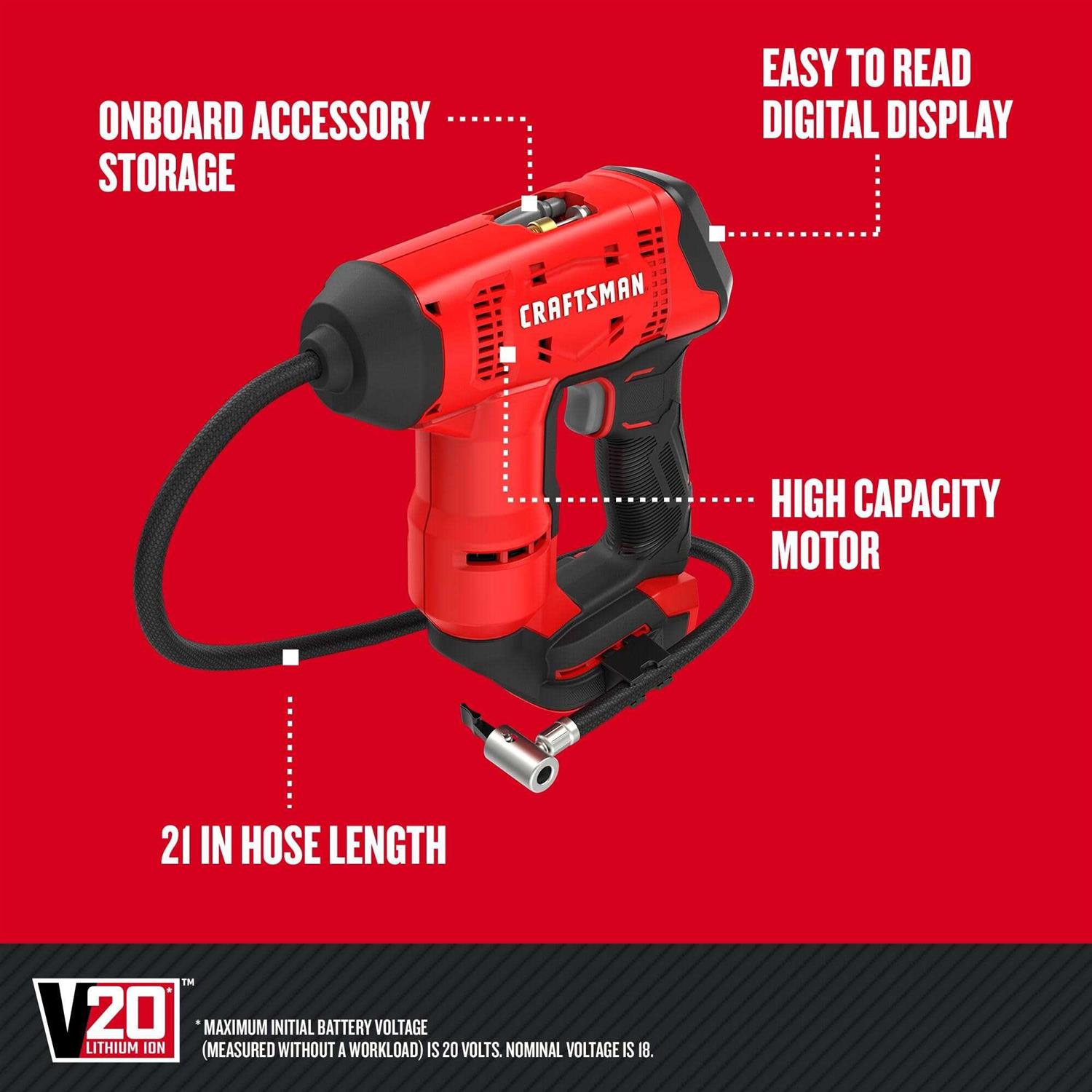 Craftsman V20 Cordless Inflator for Tires and Balls - Sports Supplies Online Store