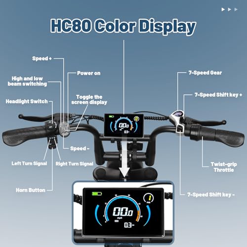 OUXI Electric Bike for Adults, 16" Fat Tire Ebike with 36V 10.4Ah Removable Battery, Moped Style EBike for Teens Up to 20MPH