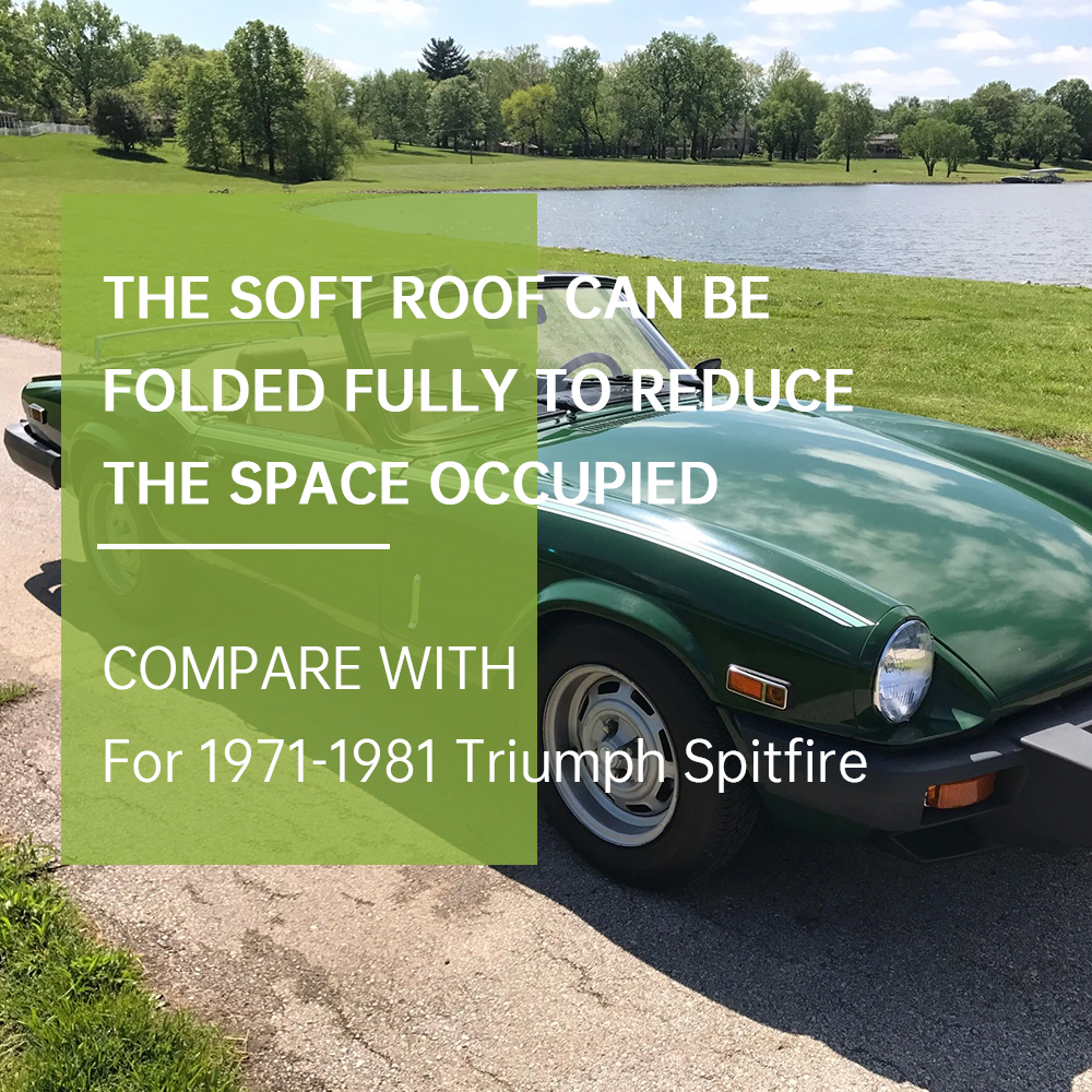 Kojem Convertible Soft Top W/Clear Plastic Window for 71-81 Triumph Spitfire 2-Door Black Replacement