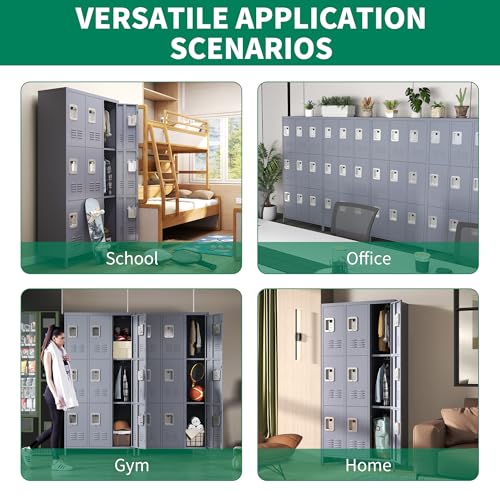 Metal Locker 3 Doors Storage Lockers for Employee,72" Tall Locker with Shelves and Hooks Steel Sports Locker for Office School Office Gym Home Garage