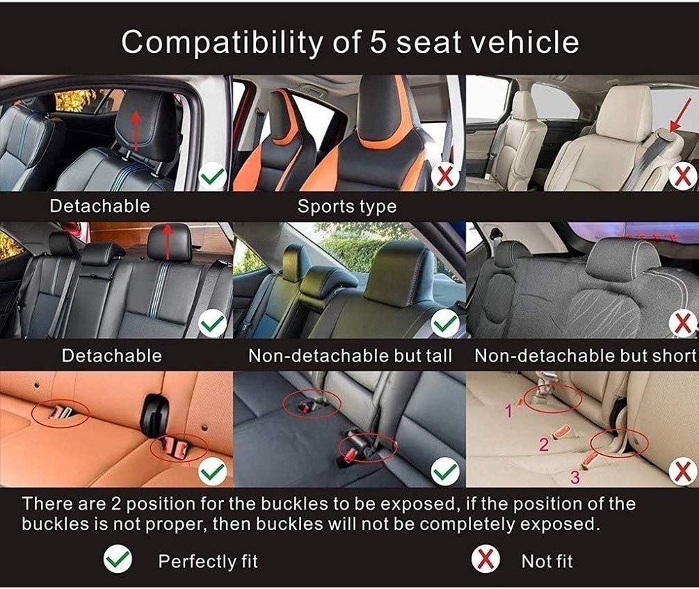 Youth Faction Luxury Leather Car Seat Covers 5 Seats Full Set Universal Fit (Black)