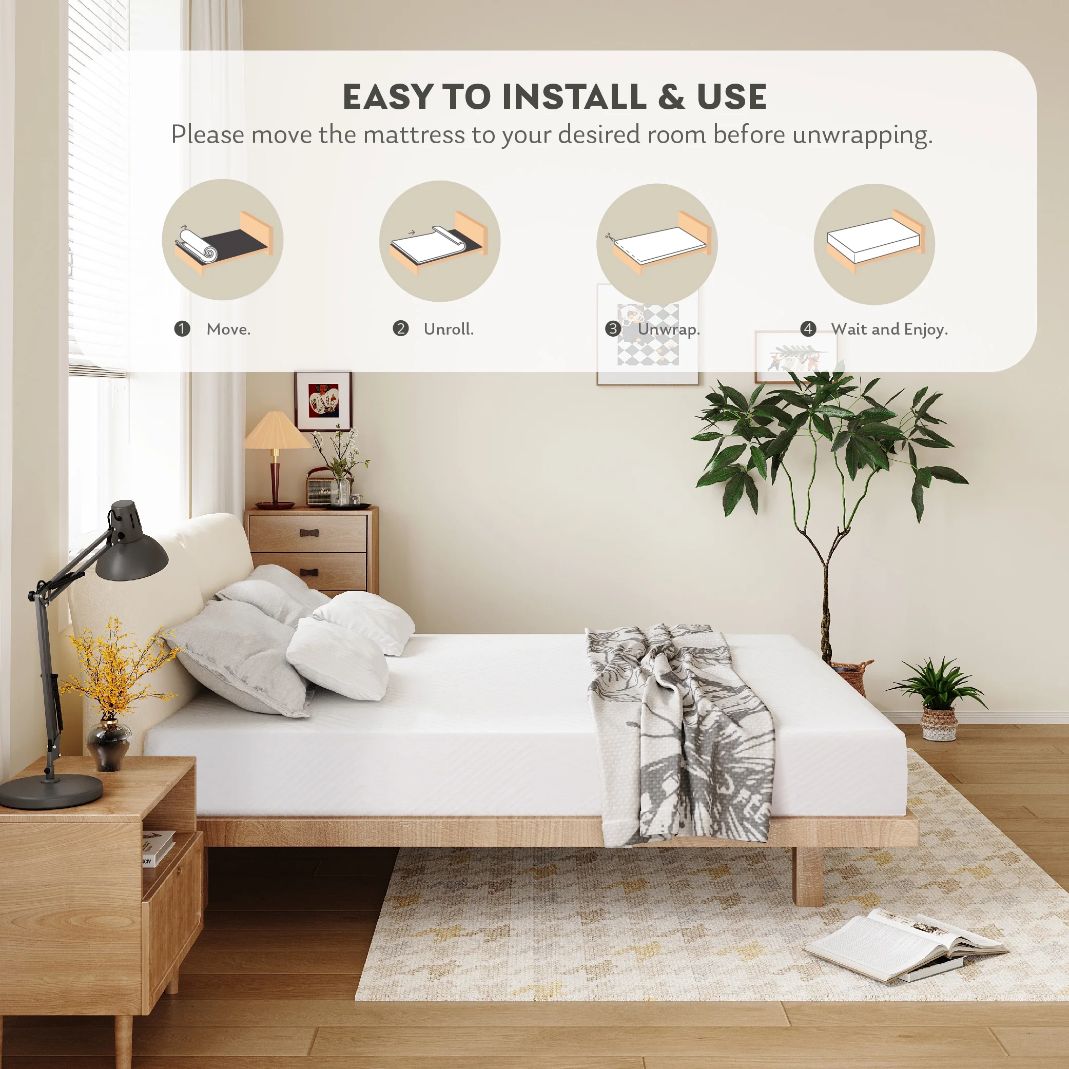 MLILY Ego White Twin Mattress in a Box, 6 inch Memory Foam Mattress, Medium Firm