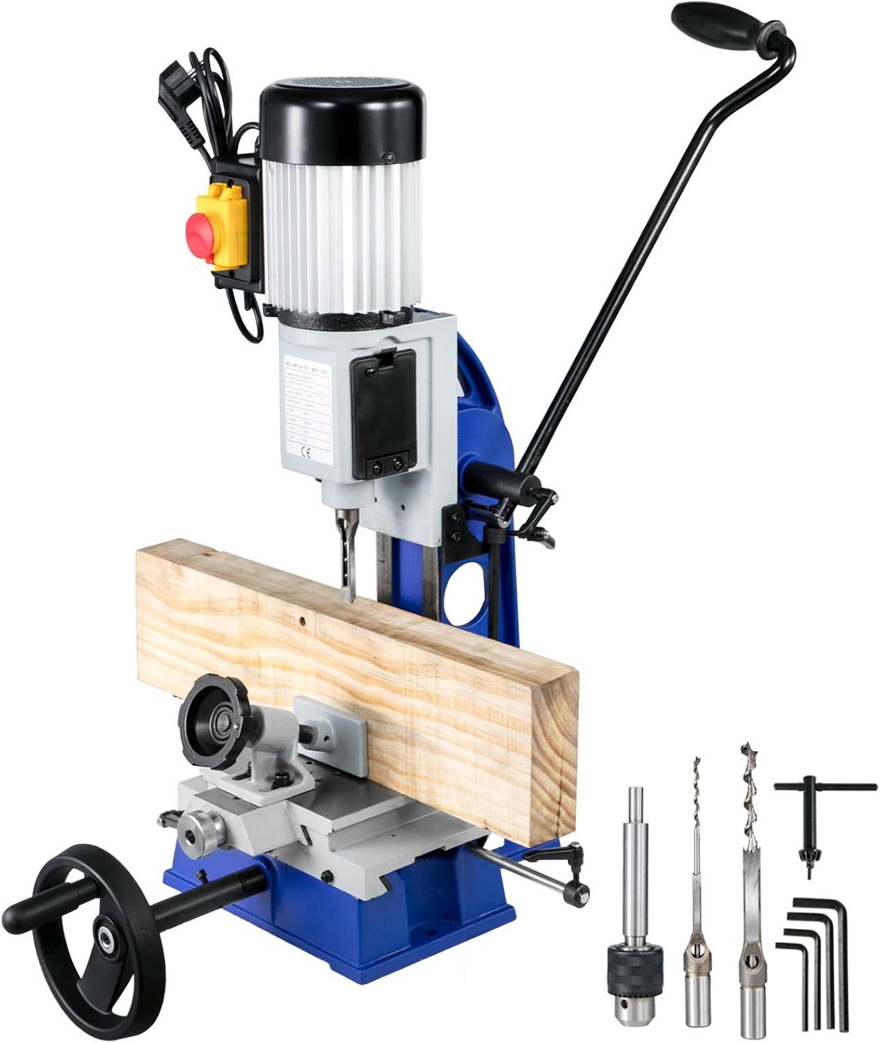 VEVOR Woodworking Mortise Machine, 1/2 HP 1700RPM Powermatic Mortiser, With Movable Work Bench Benchtop Mortising Machine