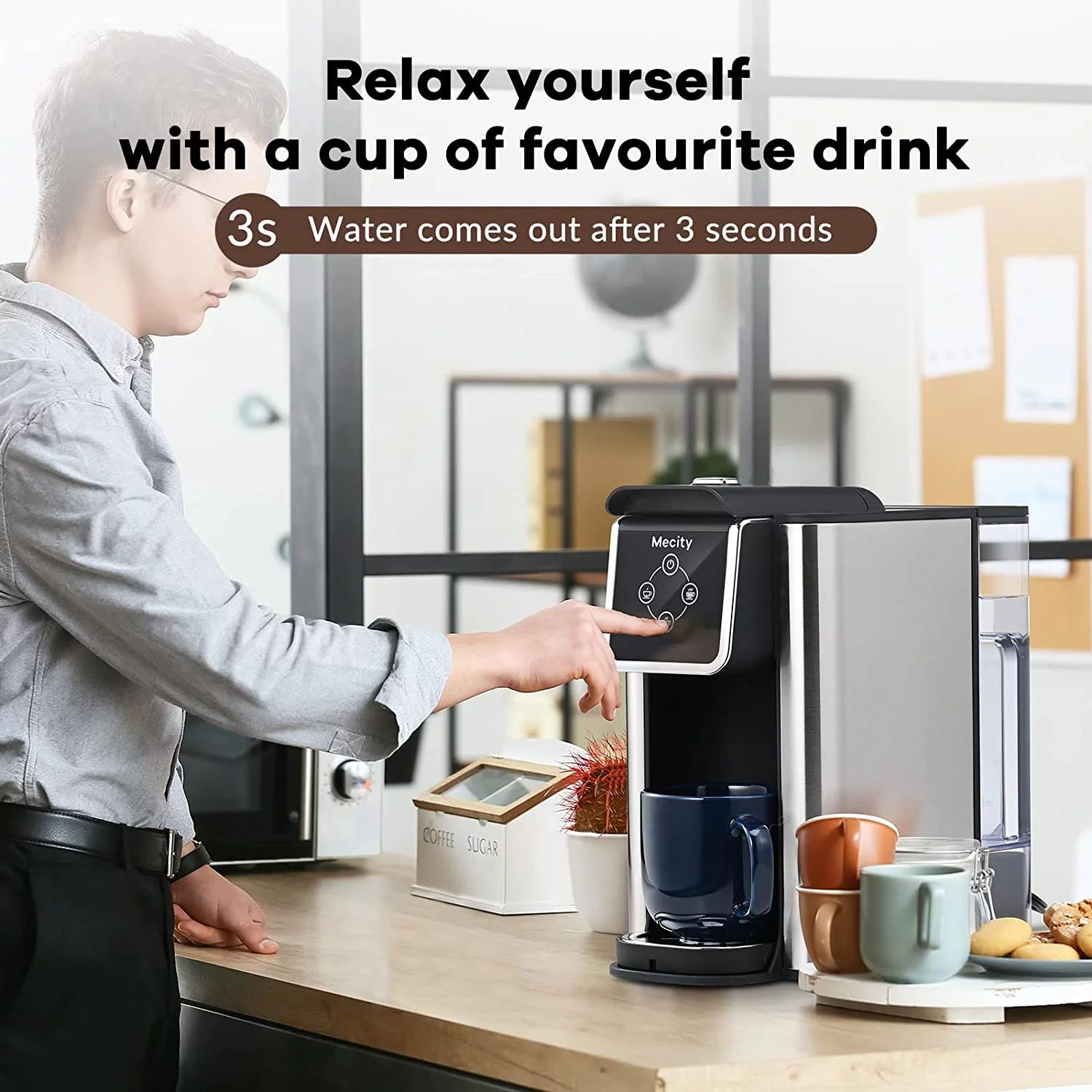 Mecity Coffee Maker 3 in 1 Single Serve Coffee Machine, Compatible with K cup Capsules, Instant Coffee Pot, Tea maker, 6,8,10 Oz Cup