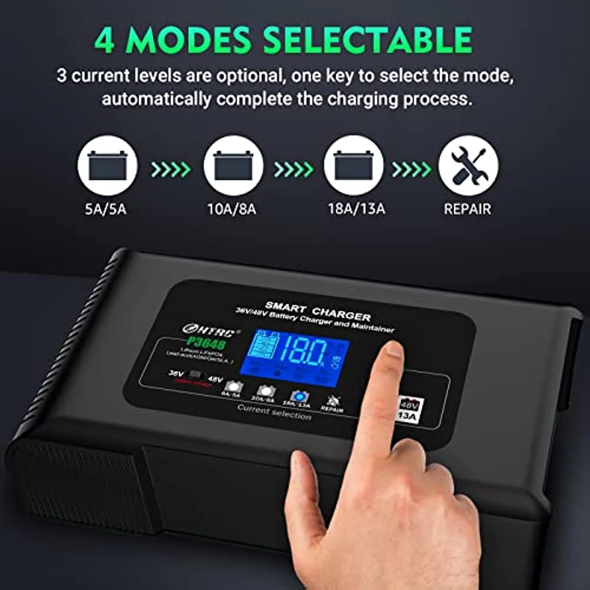 HTRC 36V 18-Amp and 48V 13-Amp Golf cart Charger , Car Battery Charger, Trickle Charger,Lithium,LiFePO4,Lead-Acid AGM/Gel/SLA..Battery Charger