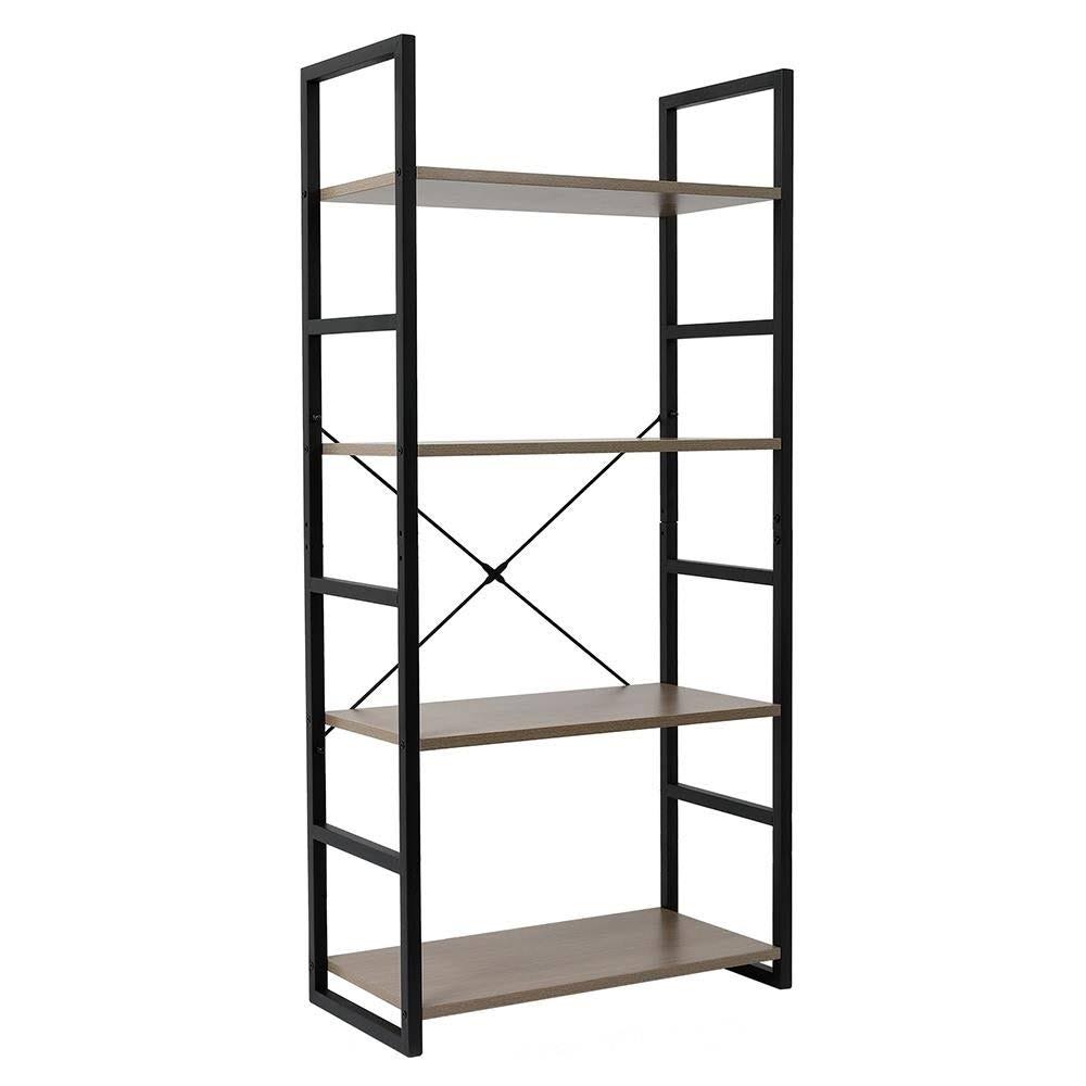 4 / 5 Tier Bookcase Shelf Storage Organizer Wood and Metal Bookshelf - 4 Tier