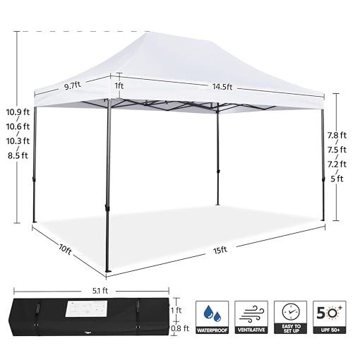 Yaheetech Heavy Duty Pop Up Canopy Tent, 10x20 Commercial Instant Shelter Tent for Wedding, Parties, Adjustable Outdoor Canopy with Wheeled Carry Bag