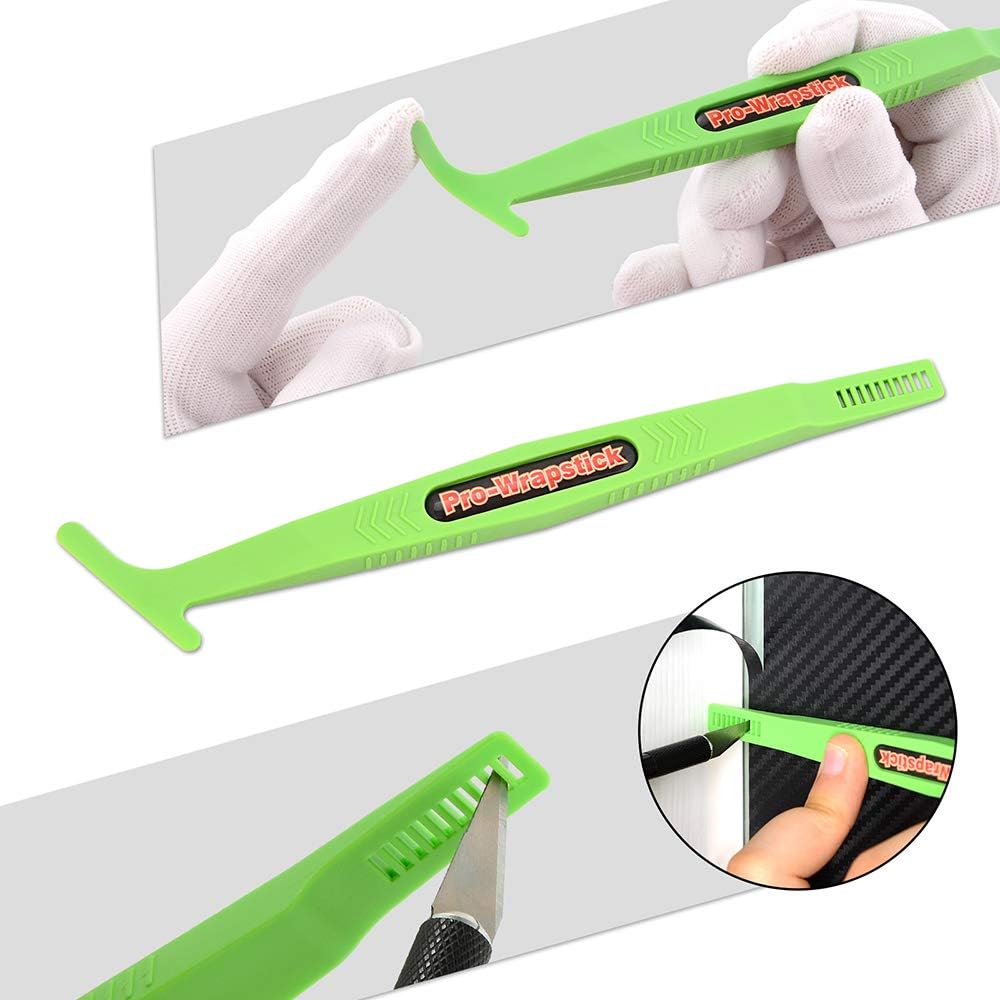 Pro Vinyl Wraps Applicator Tool Kit Window Tint Film Car Wrapping Tools Includes Felt Squeegees, Plastic Scraper, Wrap Knife and Blades