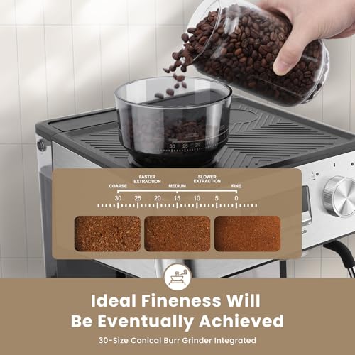 Gevi Espresso Machine with Grinder & Milk Frother, 20 Bar Professional Coffee Maker for Home, Removable Water Tank, Steam Wand, Perfect for Espresso