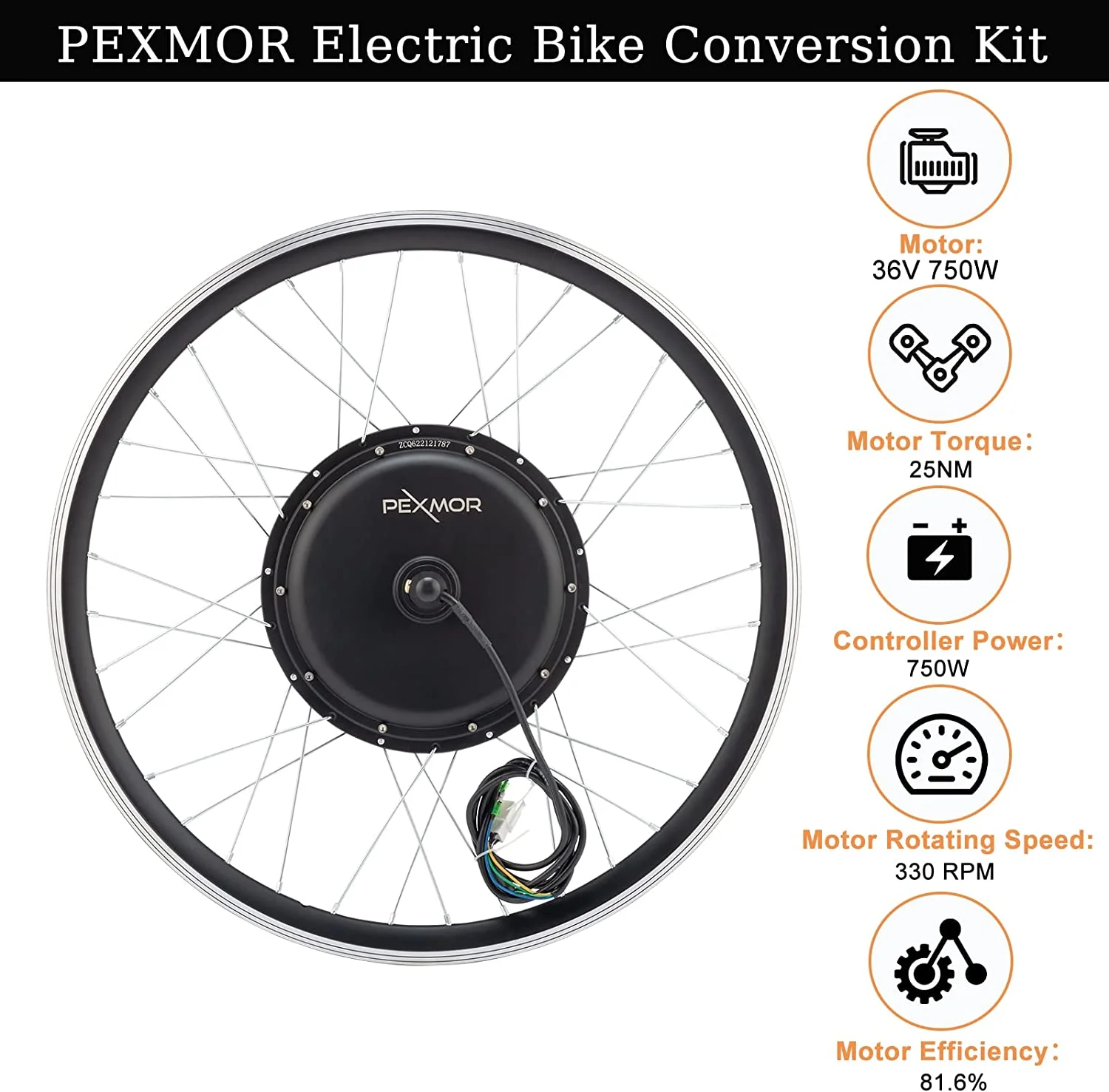PEXMOR Electric Bike Conversion Kit,36V 750W 24"/20" Front Wheel Ebike Conversion Electric Bicycle Hub Motor Kit