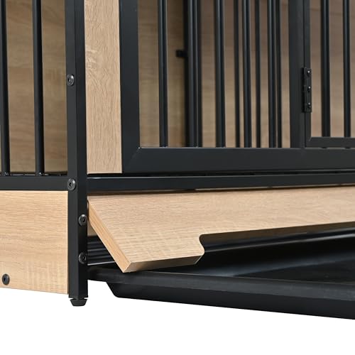 XL Double Large Dog Crate Furniture for 2 Dogs, Heavy Duty Dog Crate with Two Combined Rooms for Medium & Large Dogs