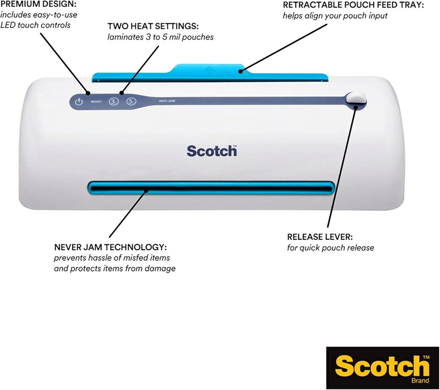 Scotch Brand PRO Thermal Laminator, Never Jam Technology Automatically Prevents Misfed Items, 2 Roller System, 9 inch (TL906)