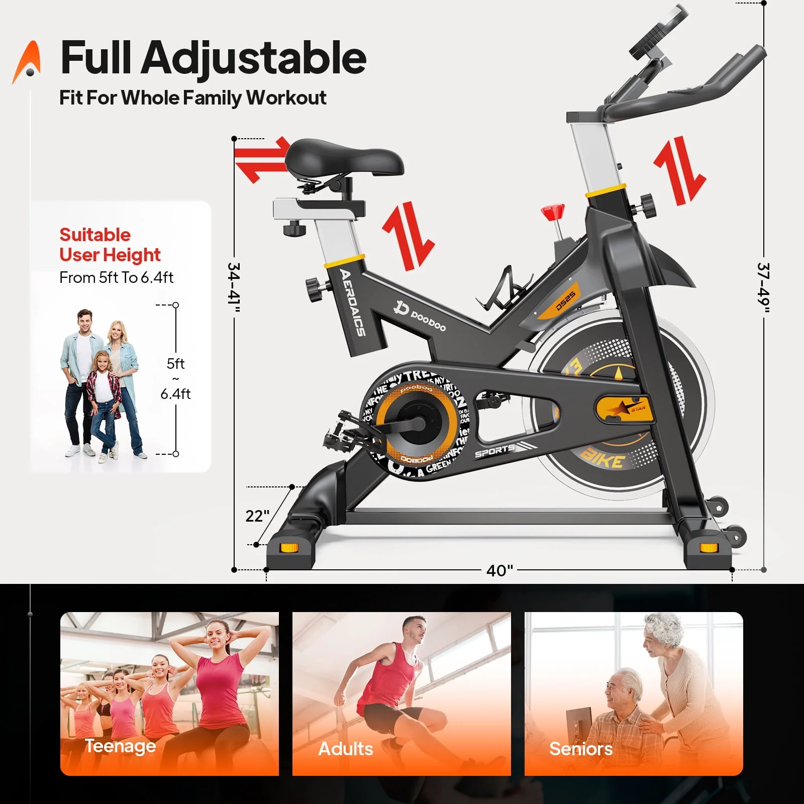 pooboo Exercise Bike Magnetic Resistance Indoor Cycling Bike for Home Cardio Workout Cycle Bike Training 360lbs