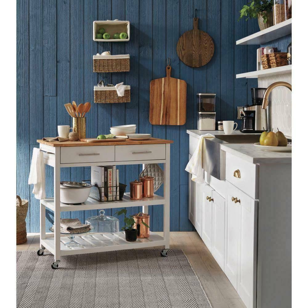 StyleWell Glenville White Double Kitchen Cart