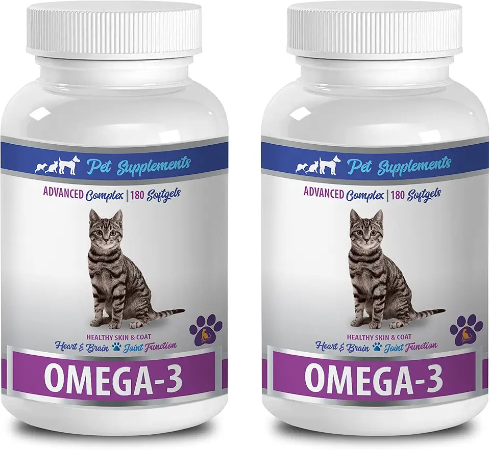 Fish Oil for Cats Capsules - Omega 3 - for Cats - Heart Brain and Joint Function - SOFTGELS - cat Omega 3-2 Bottle (360 SOFTGELS)