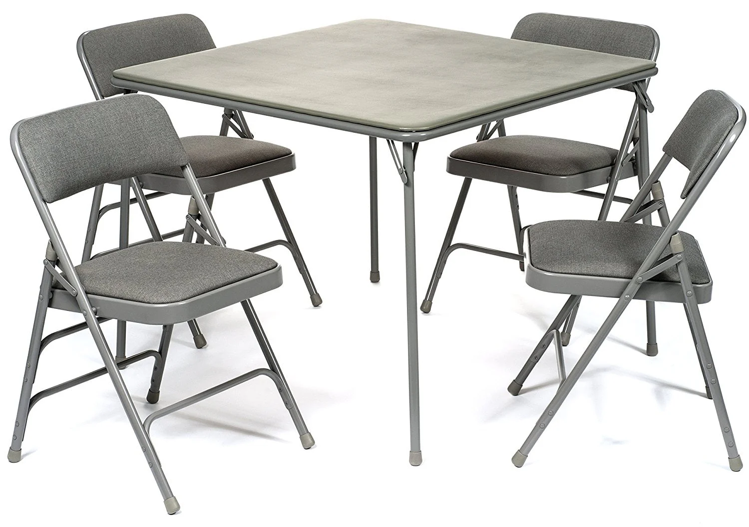 5pc. XL Series Folding Card Table and Triple Braced Fabric Padded Chair Set, Commercial Quality, Black, 38 x 38 x 29.5
