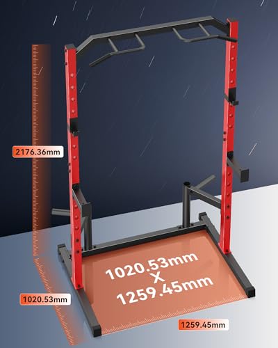 OPPSDECOR Power Cage, Multi-Function Power Rack with Adjustable Cable Pulley System, Squat Rack with Pull-up Bar, J-Hooks