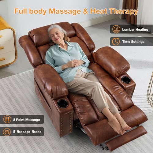 Triple Motor Large Power Lift Recliner Chair for Elderly with Heat and Massage, Lay Flat Lift Chairs for Seniors Infinite Position, Extended Footrest