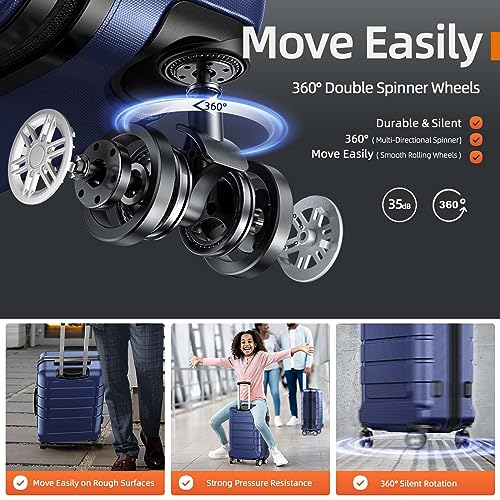SHOWKOO Luggage Sets Expandable PC+ABS Durable Suitcase Double Wheels TSA Lock Black