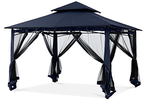 MASTERCANOPY Outdoor Garden Gazebo for Patios with Stable Steel Frame and Netting Walls (11x11,Dark Gray)