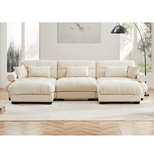 130" Modular Sectional Sofa,Velvet Upholstered Couches for Living Room,3 Seater Green Sofa Couch with Movable Ottoman