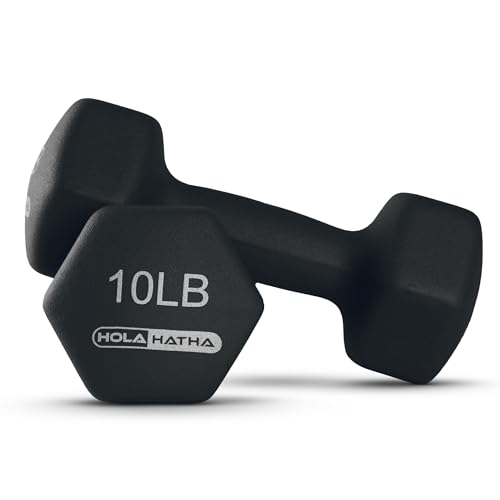 HolaHatha Neoprene Dumbbell Free Hand Weight Set with Rack, Ideal for Home Exercises to Gain Tone and Definition