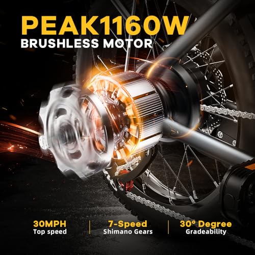 1000W Folding Electric Bike, 48V E Bike,30+MPH, 20" Fat Tire Electric Bike for Adults, Adult Electric Bicycles for Long Commutes-80 Miles Max Range