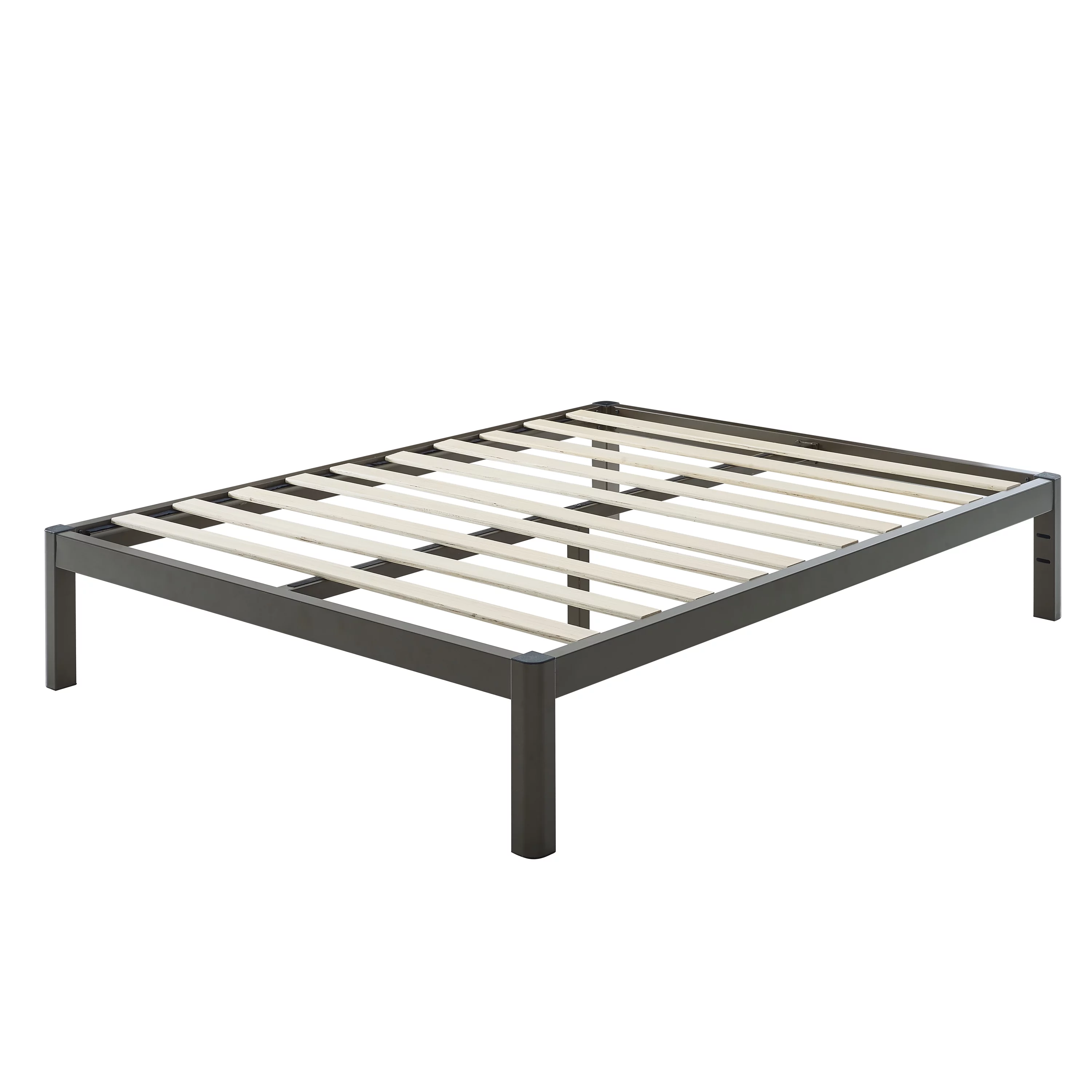 Mainstays Wood Slat Bronze Metal Platform Bed Frame, Queen