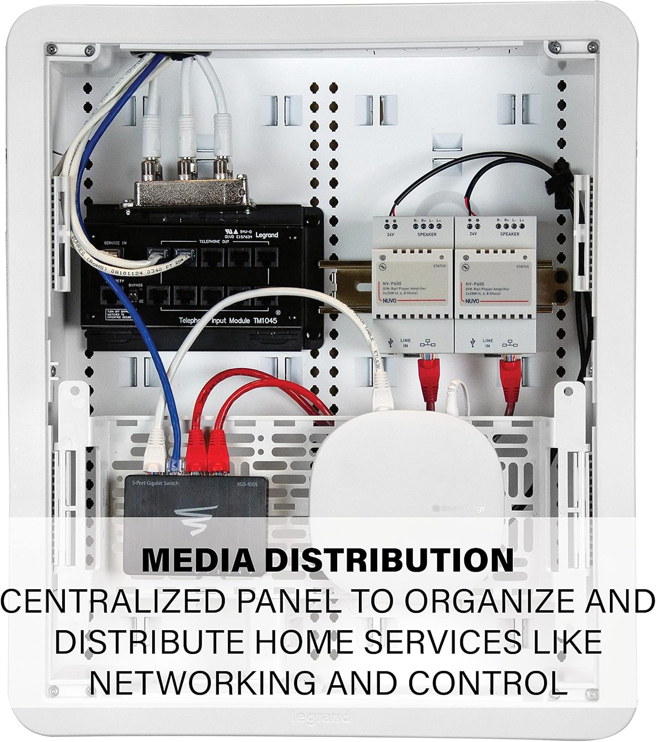 Legrand - OnQ Cable Management, Structured Media Enclosure, in-Wall Enclosure, TV Home Theater Box, Recessed Storage Box, Dual Purpose, 17 Inches