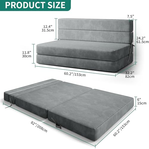 YITAHOME Convertible Folding Sofa Bed, Corduroy Fabric Fold Out Chair Bed