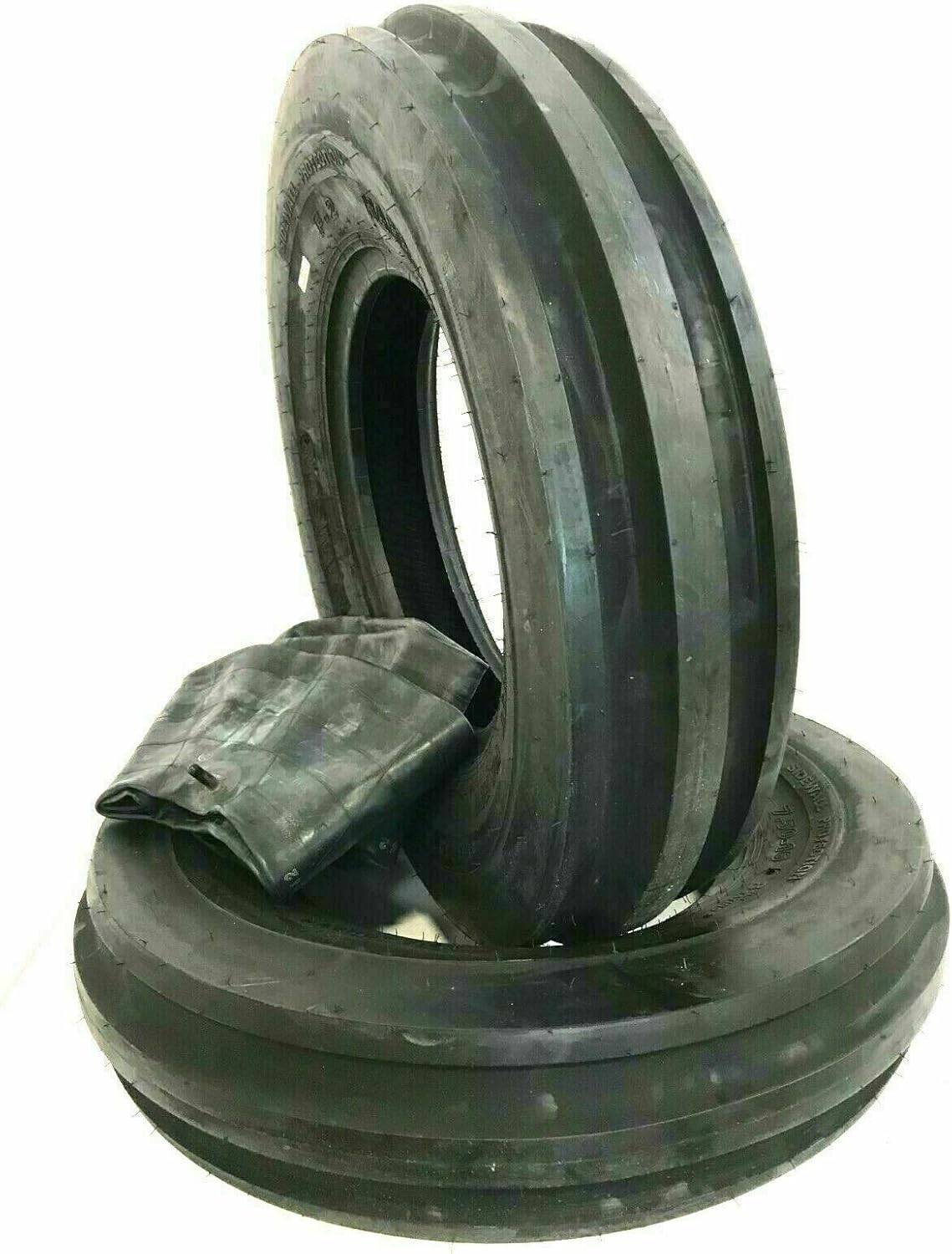 Justubes Two 6.00-16 Tri-Rib F2 Front Tractor Tires with Tubes